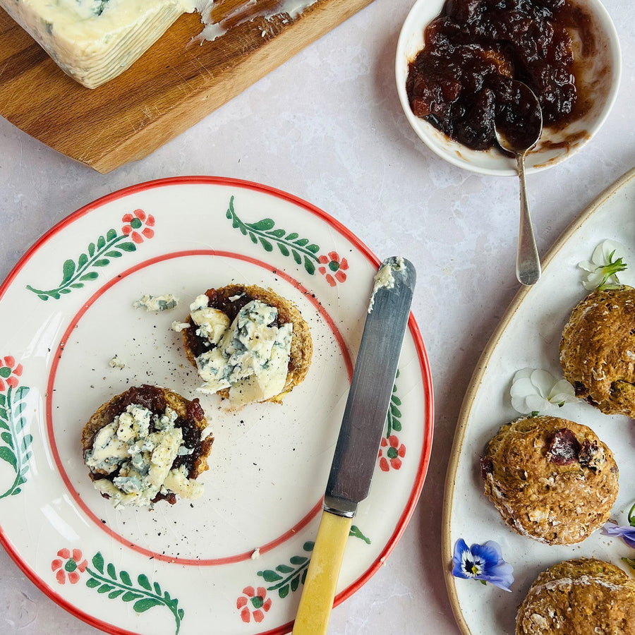 Mixed Spice Soda Bread Scones with Blue Cheese & Chutney