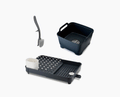 3-piece Grey Drainer, Washing-up Bowl & Brush Set
