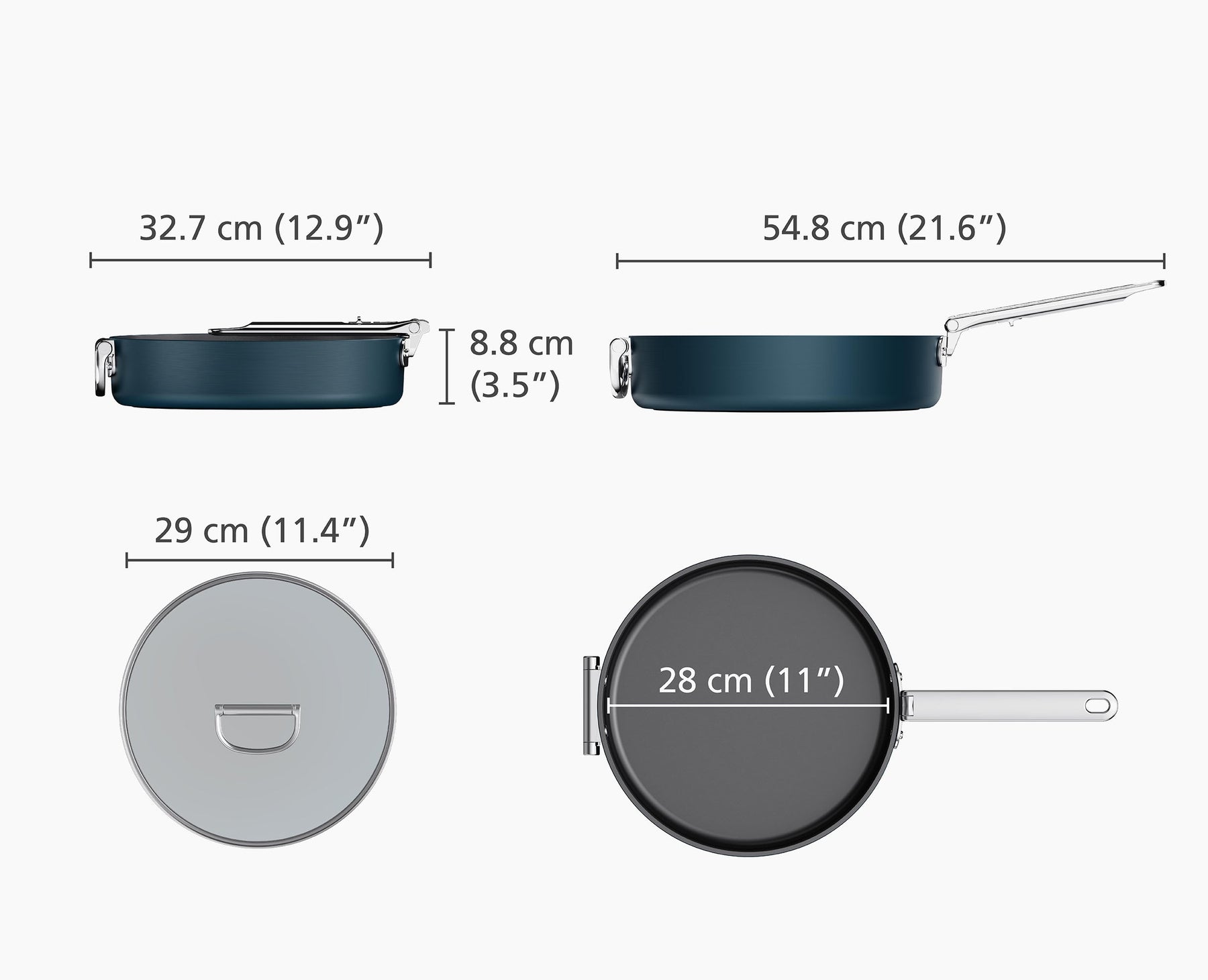 Space™ 28cm Non-stick Blue Saute Pan & Lid - 45044 - Image 7