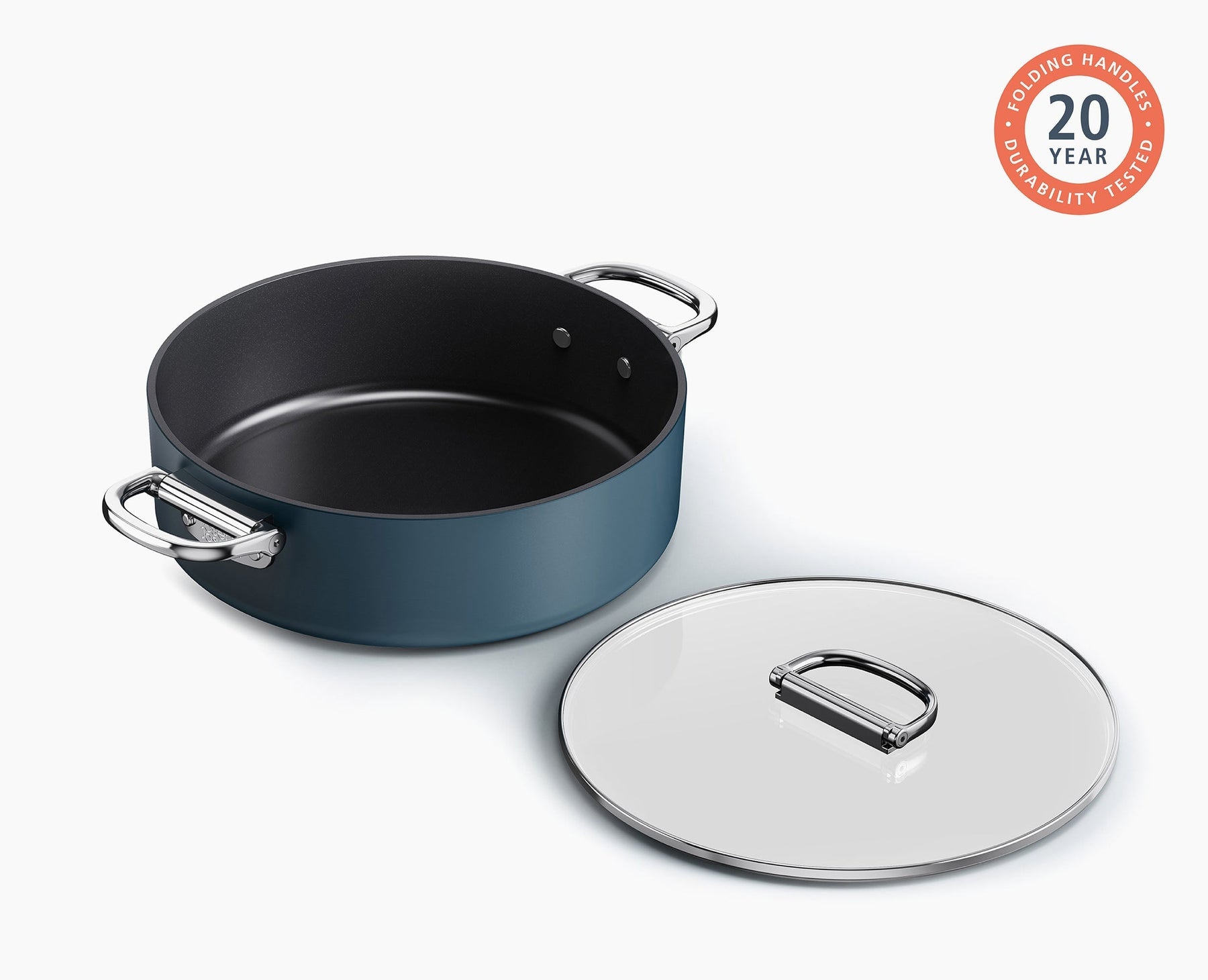 Space™ 28cm Non-stick Shallow Blue Casserole Pan & Lid - 45046 - Image 6
