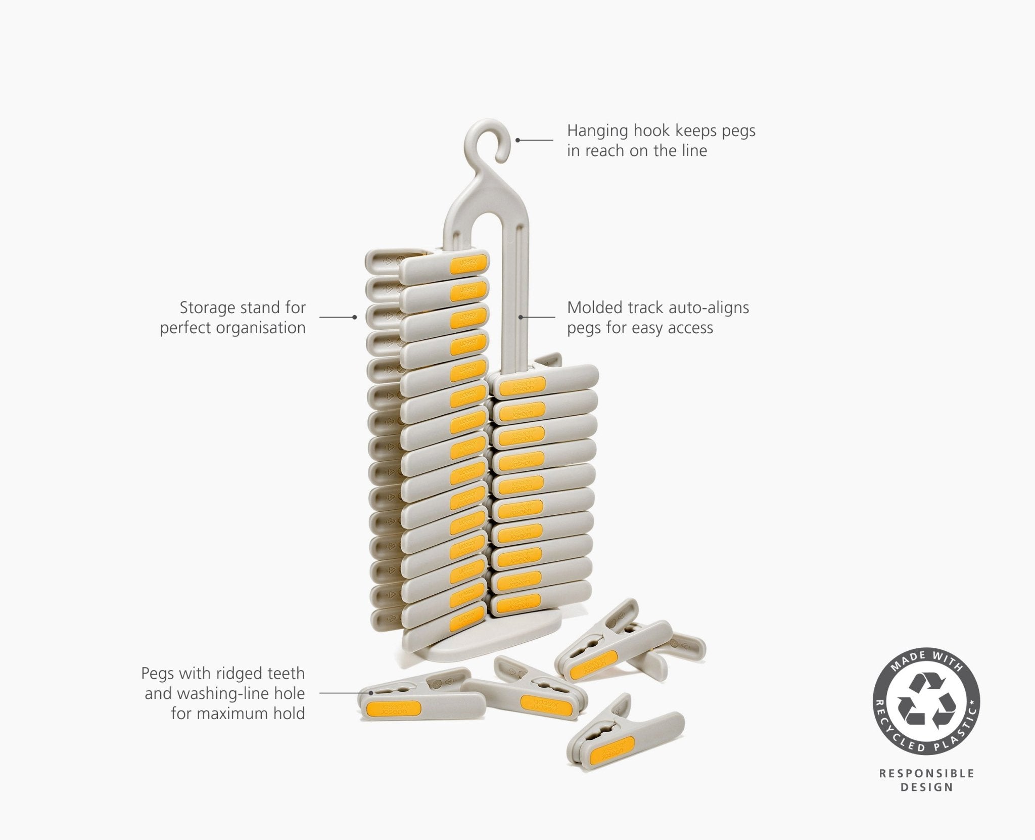 PegStore™ 30-Piece Clothes Peg Set With Storage Stand