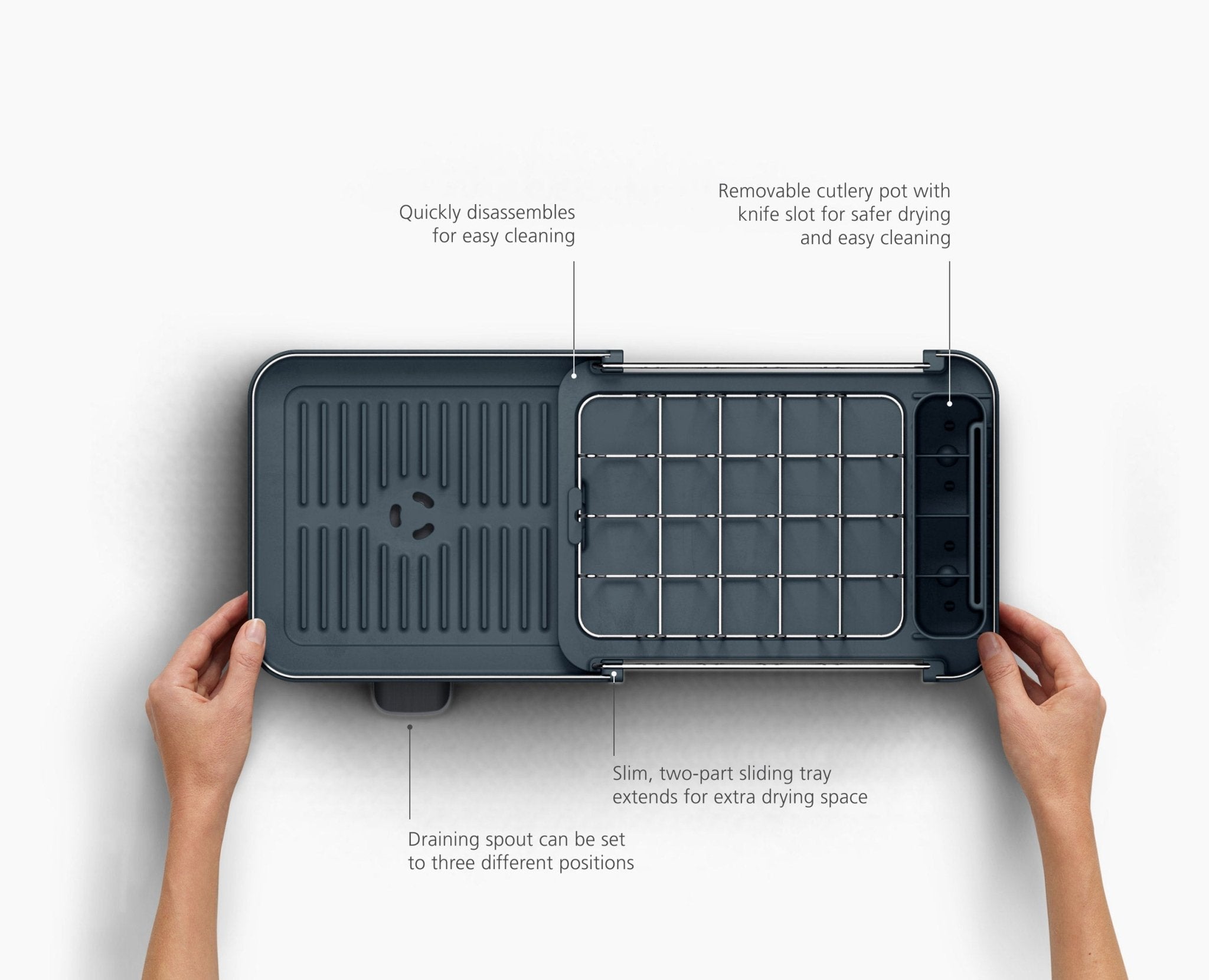 Extend™ Slim Steel Expandable Grey Dish Drainer