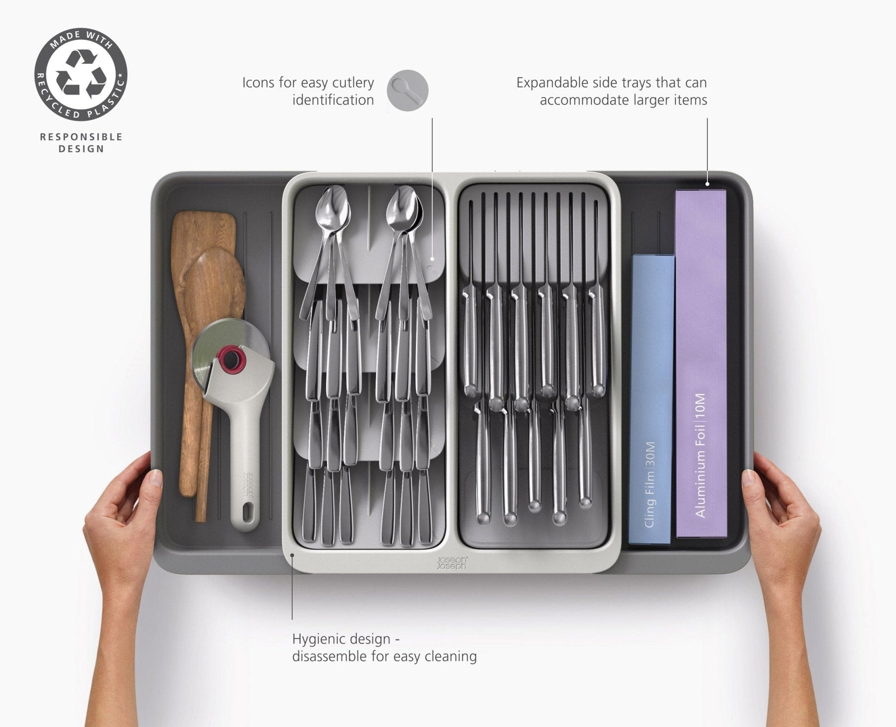 DrawerStore™ Expanding Tiered Cutlery, Utensil, Gadget & Knife Organiser