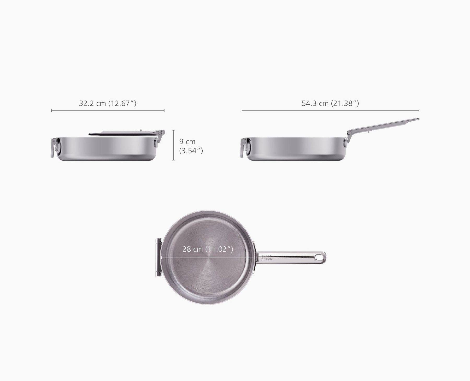 Space Steel Folding Handle 28cm Saute Pan & Lid