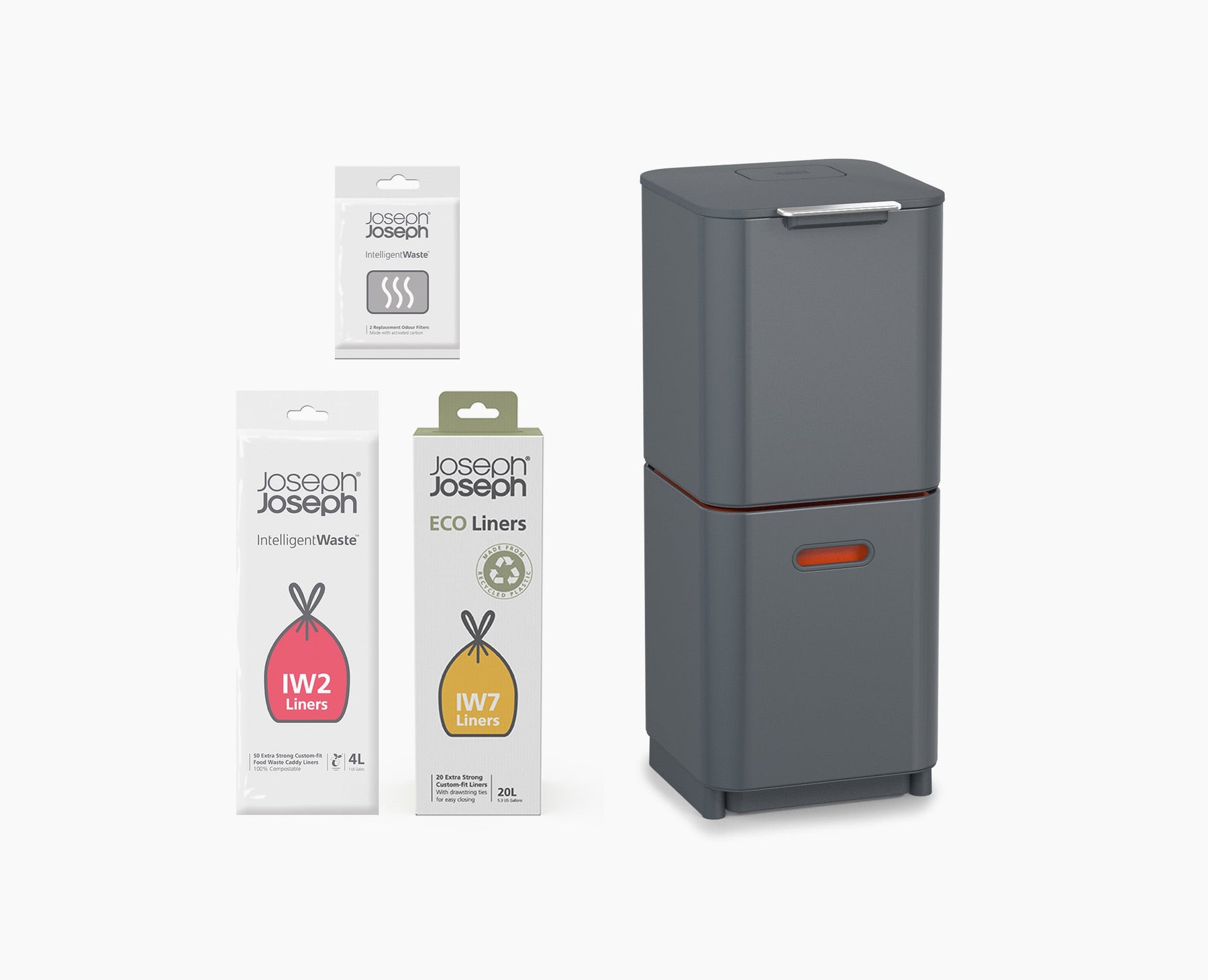 Totem Compact 40L Grey Waste & Recycling Bin Starter Set - BU00025 - Image 1