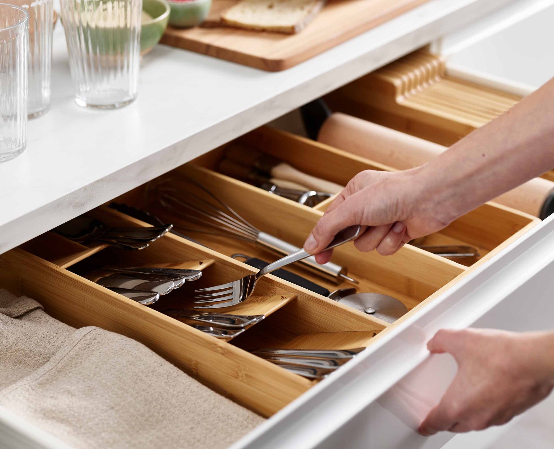 DrawerStore™ Bamboo Cutlery, Utensil & Gadget Organiser - 85170 - Image 3