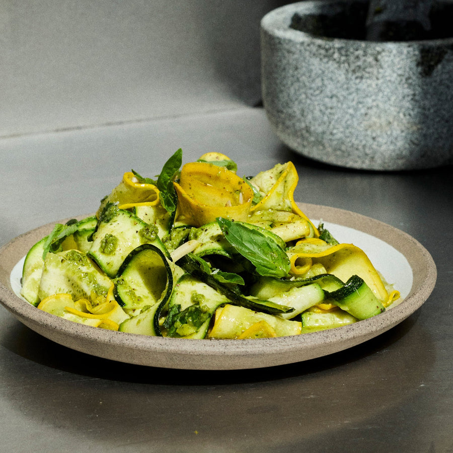 Pesto-Dressed Raw Courgettes