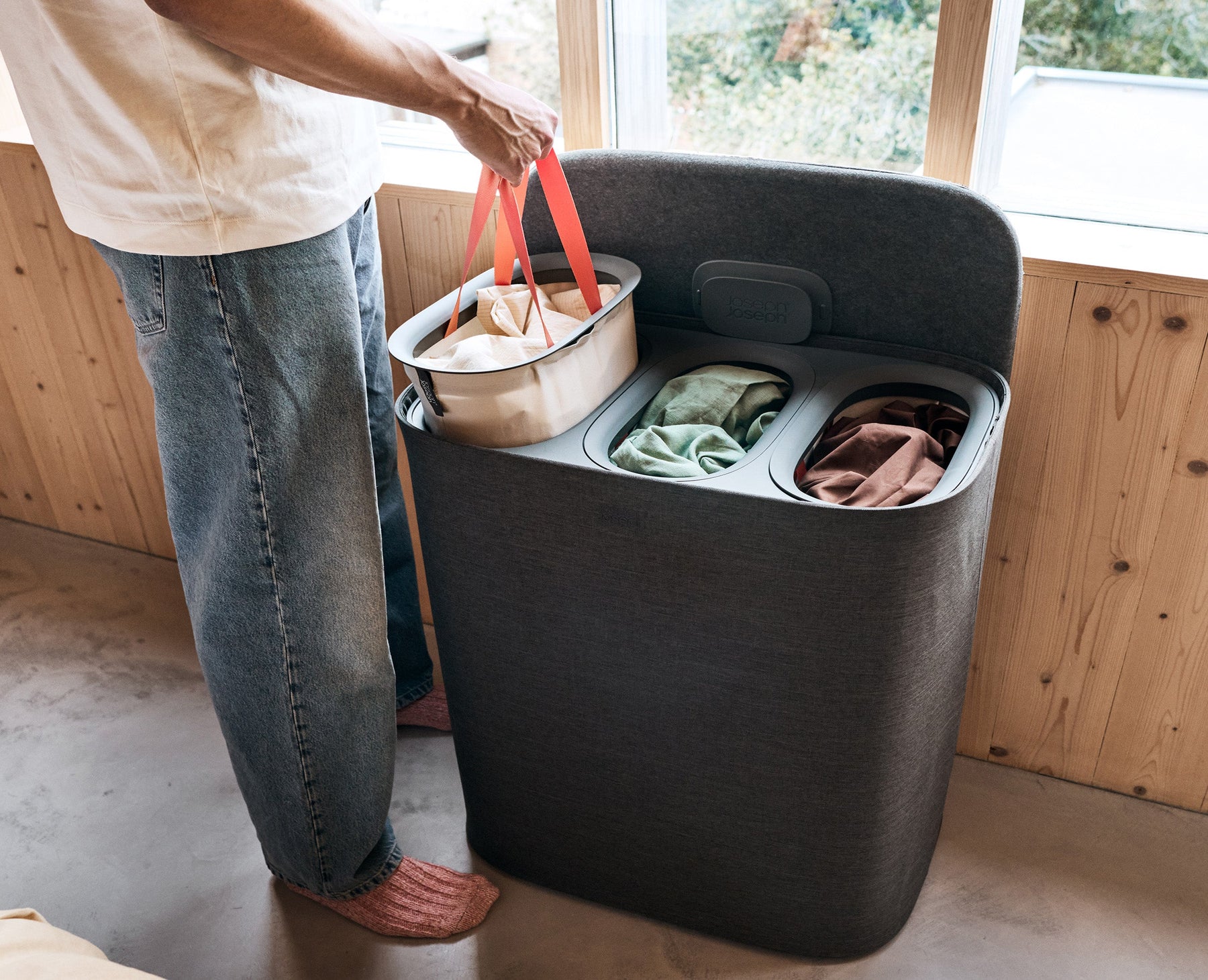 Tota 2 Trio 90L Forest Grey Laundry Separation Basket