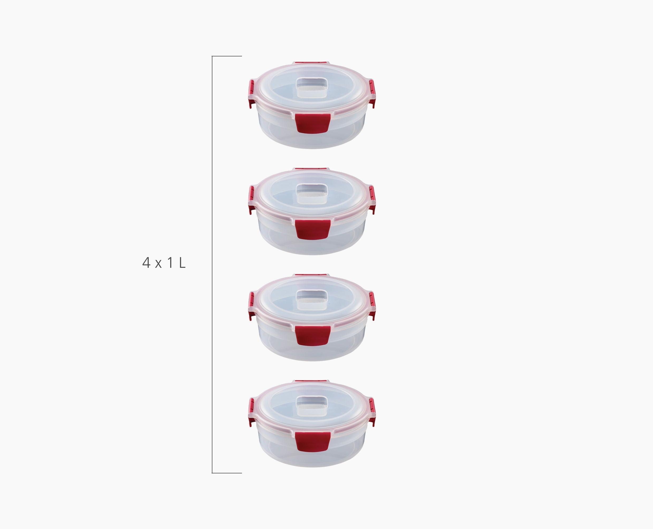 Nest Lock 4-Piece Red 1L Round Container Set