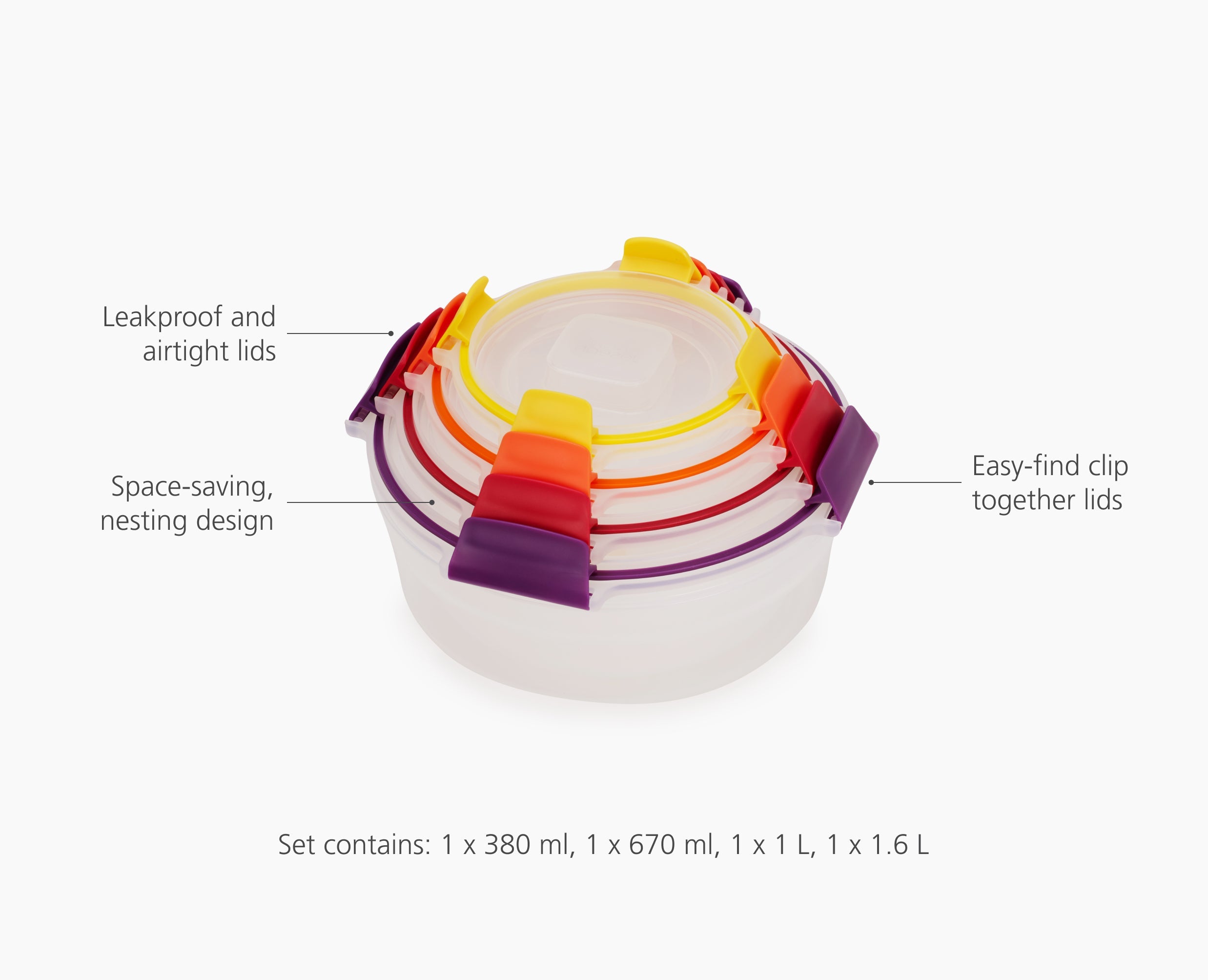 Nest Lock 4-Piece Multicolour Round Container Set