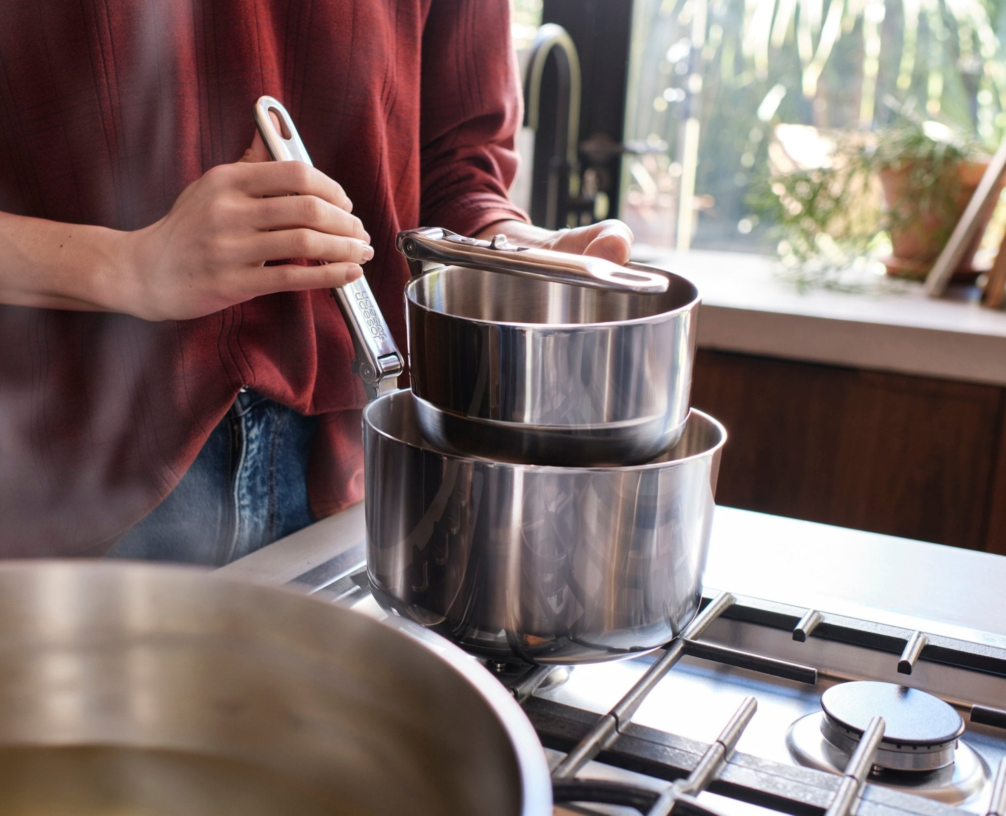 Space Steel Folding Handle 6-Piece Cookware Set