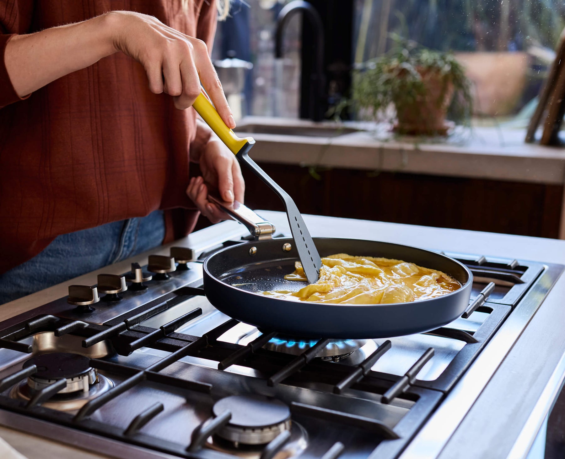Space Folding Handle Non-Stick 28cm Blue Shallow Frying Pan