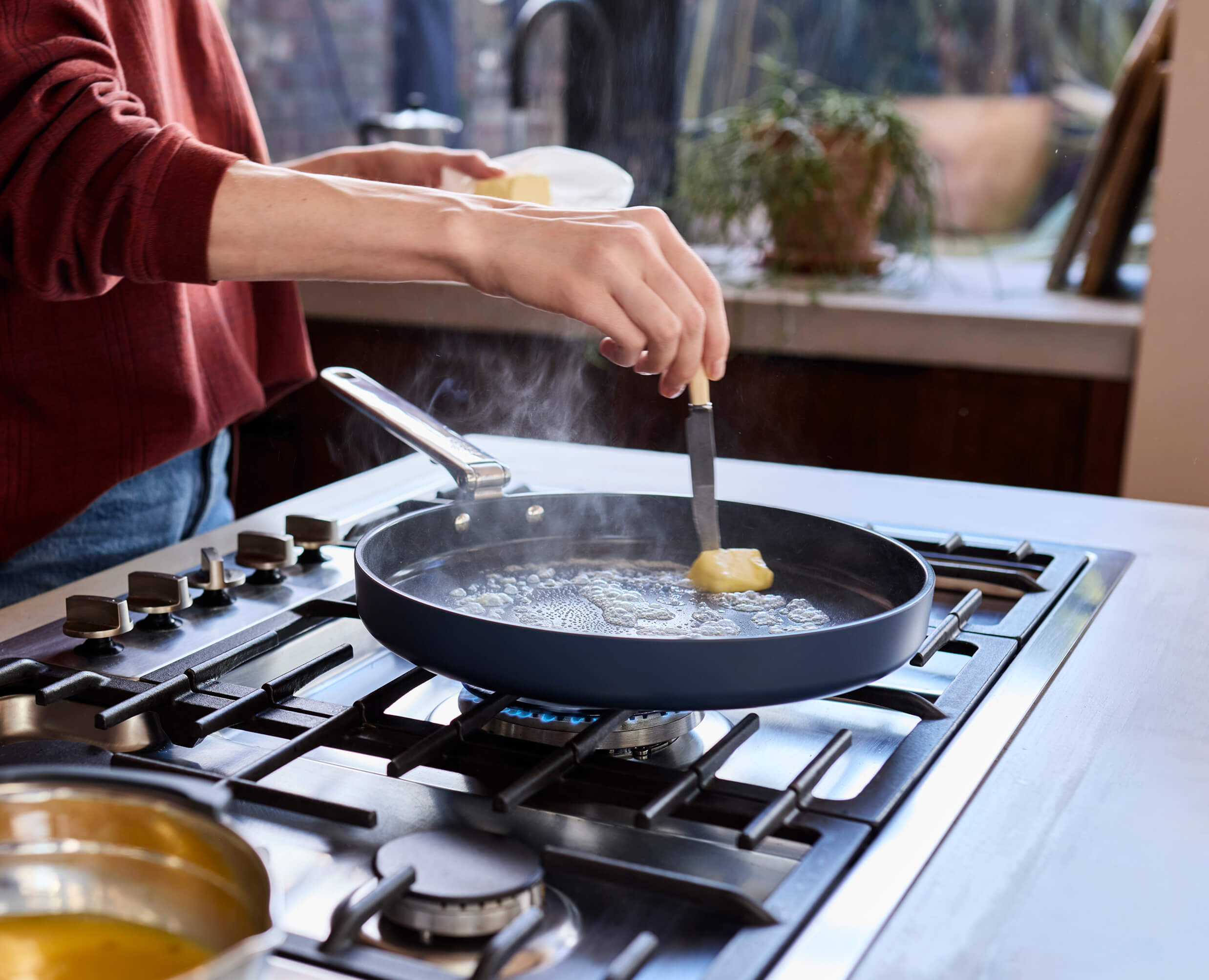 Space Folding Handle Non-Stick 30cm Blue Shallow Frying Pan