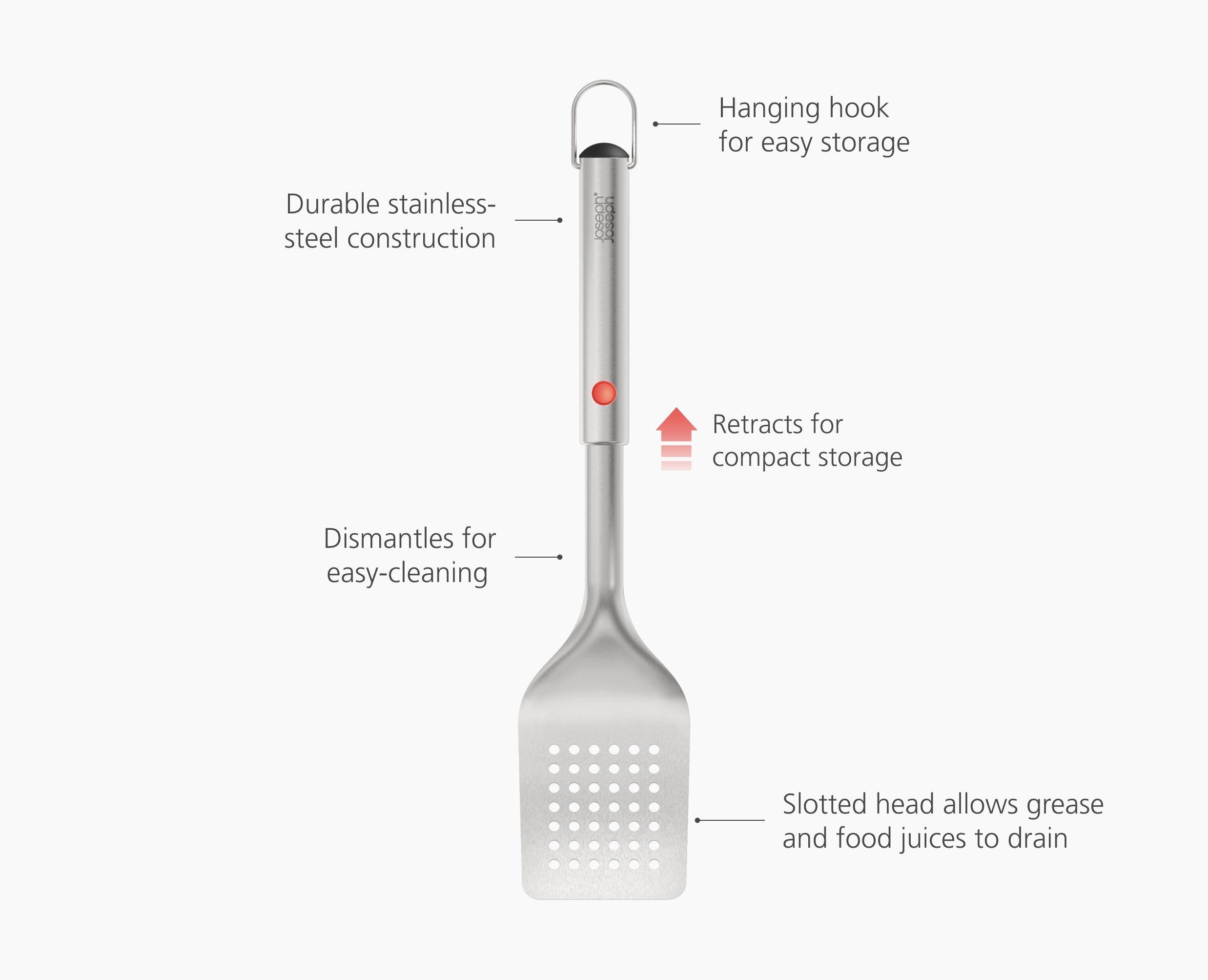 GrillOut Stainless-Steel BBQ Turner with Extending Handle