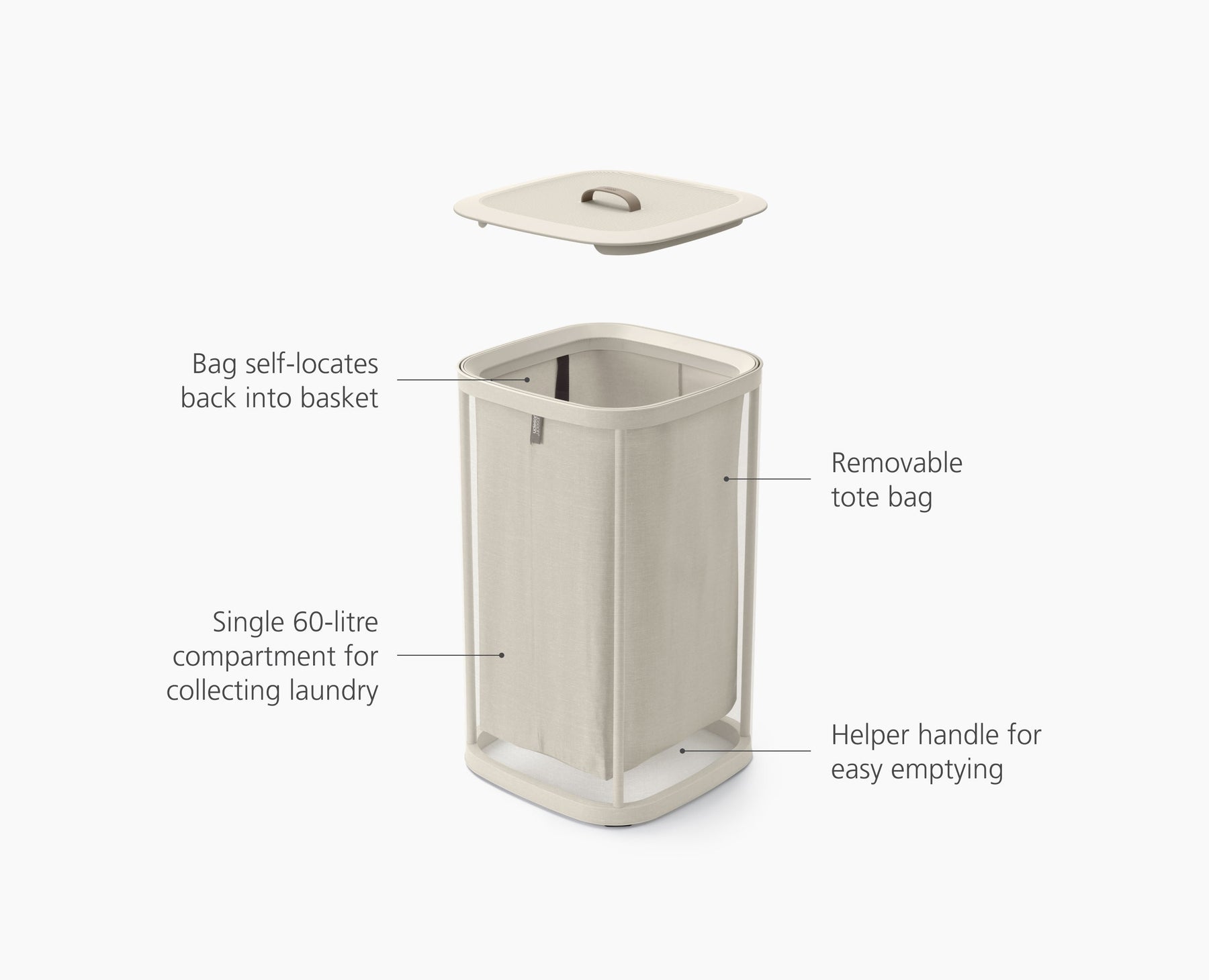 Tota One 60L Ecru Laundry Separation Basket