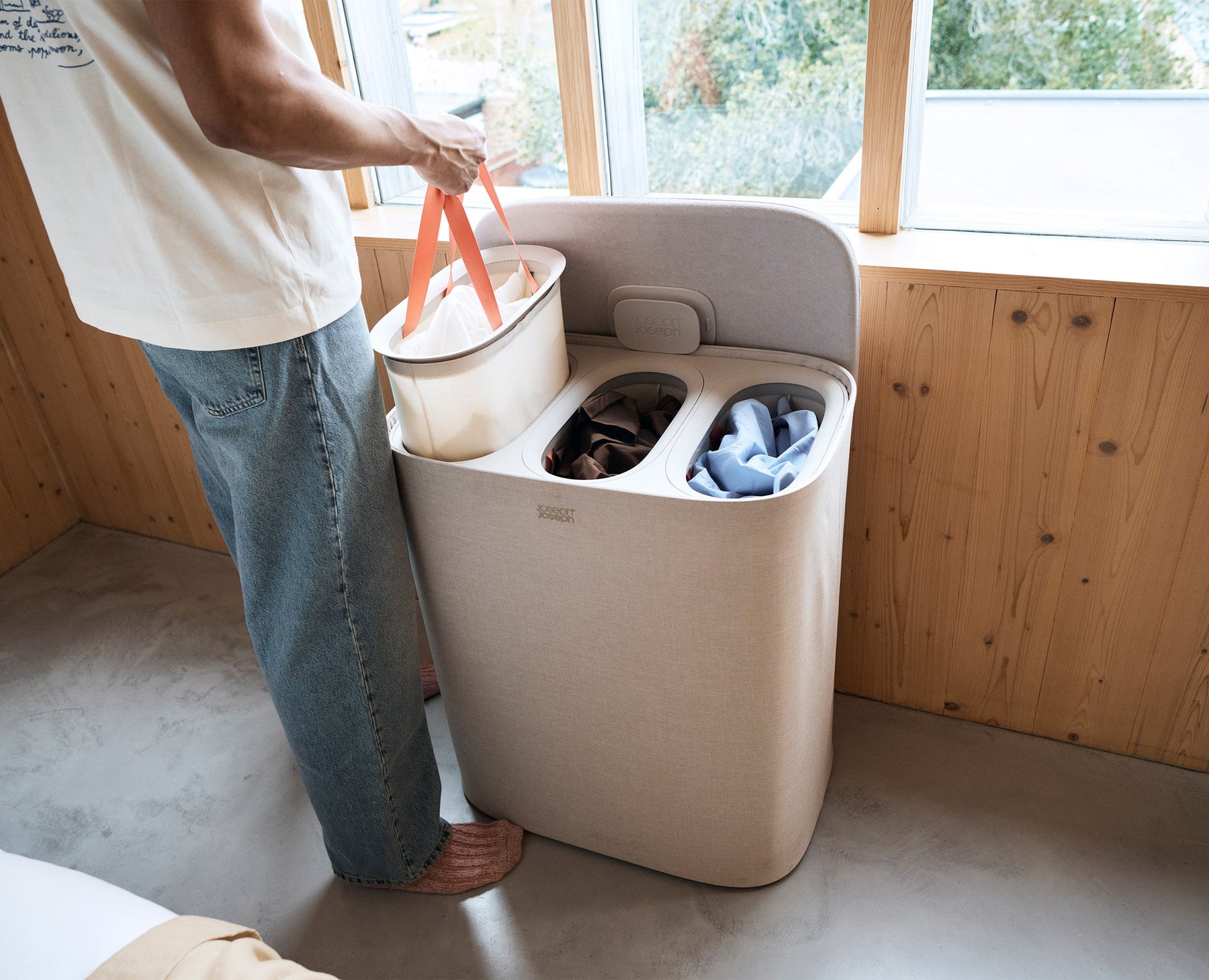 Tota 2 Trio 90L Pale Mushroom Laundry Separation Basket