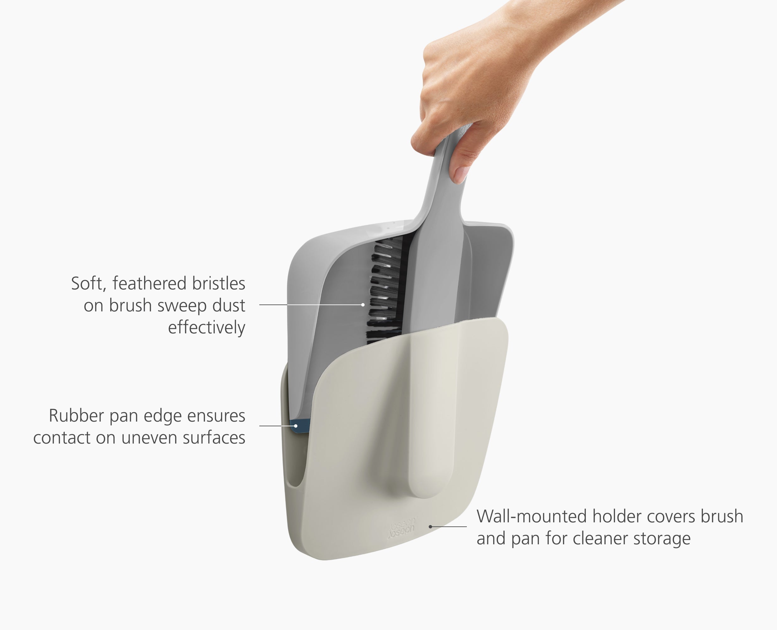 CleanTech Wall-Mounted Dustpan &amp; Brush Set