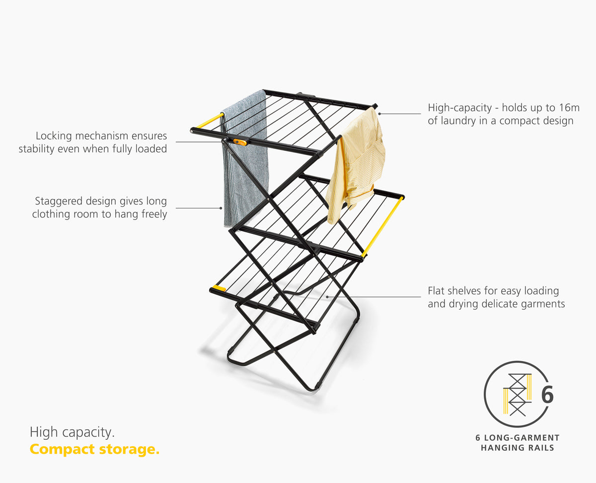 Air Frame Rails AirFrame™ Compact Folding Clothes Horse | Joseph Joseph EU