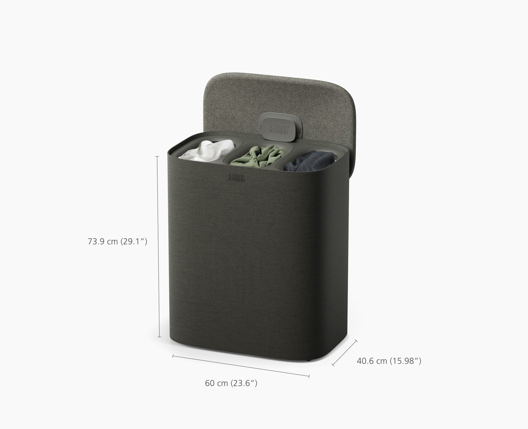 Tota 2 Trio 90L Forest Grey Laundry Separation Basket