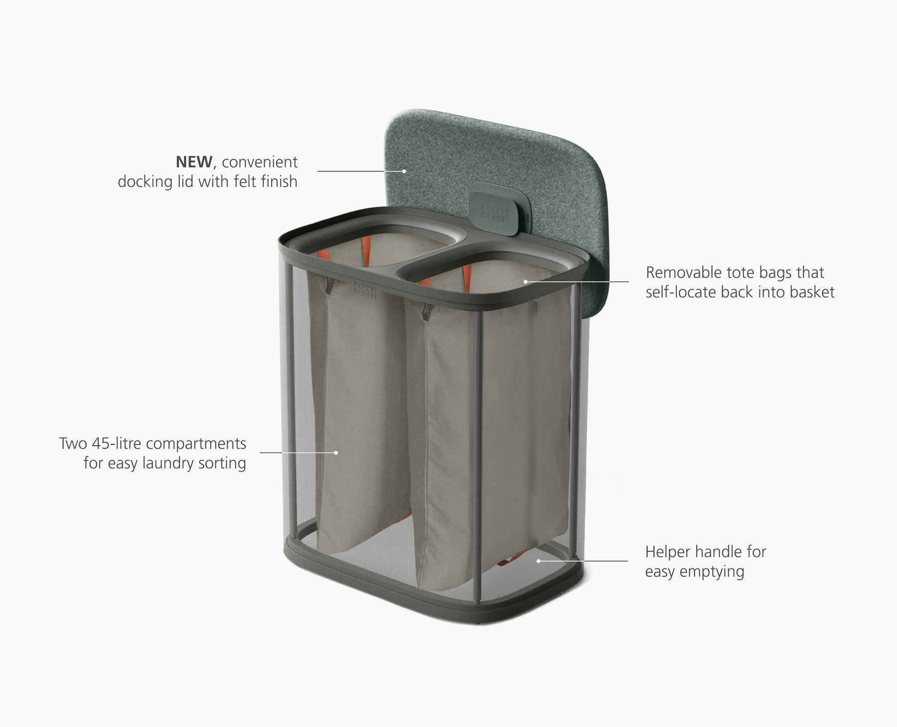 Tota 2 90L Forest Grey Grey Laundry Separation Basket