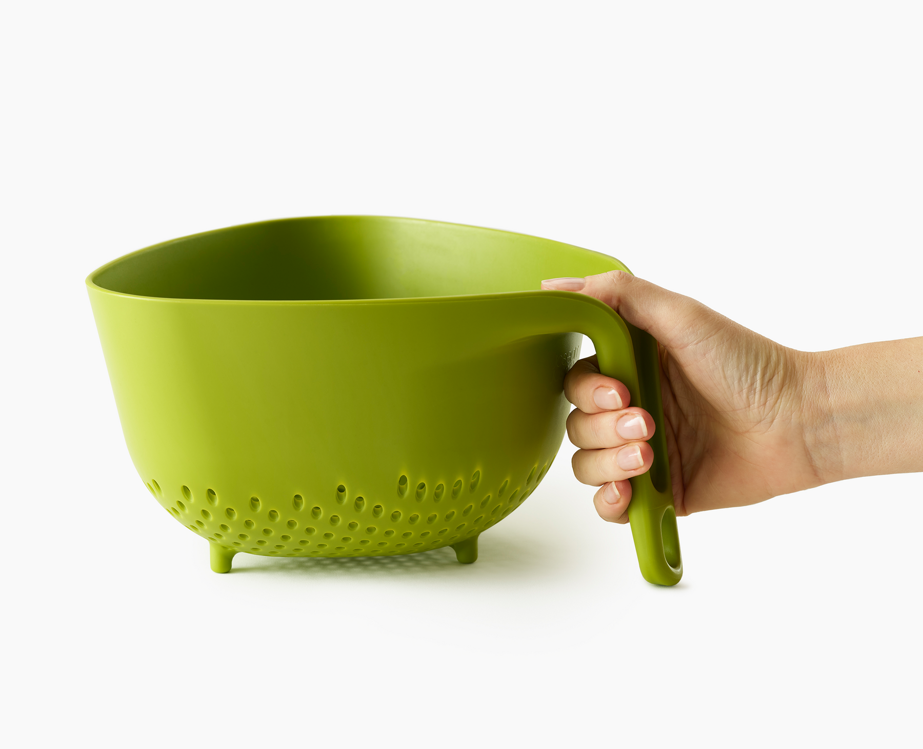 Green plastic outlet colander