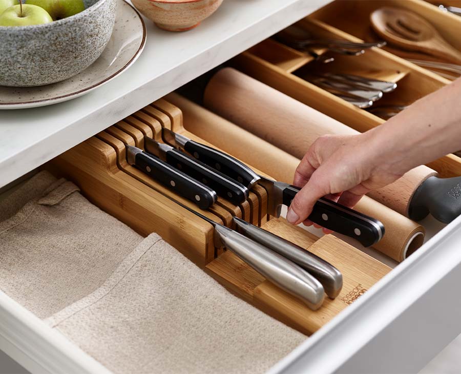 Knife drawer outlet organizer